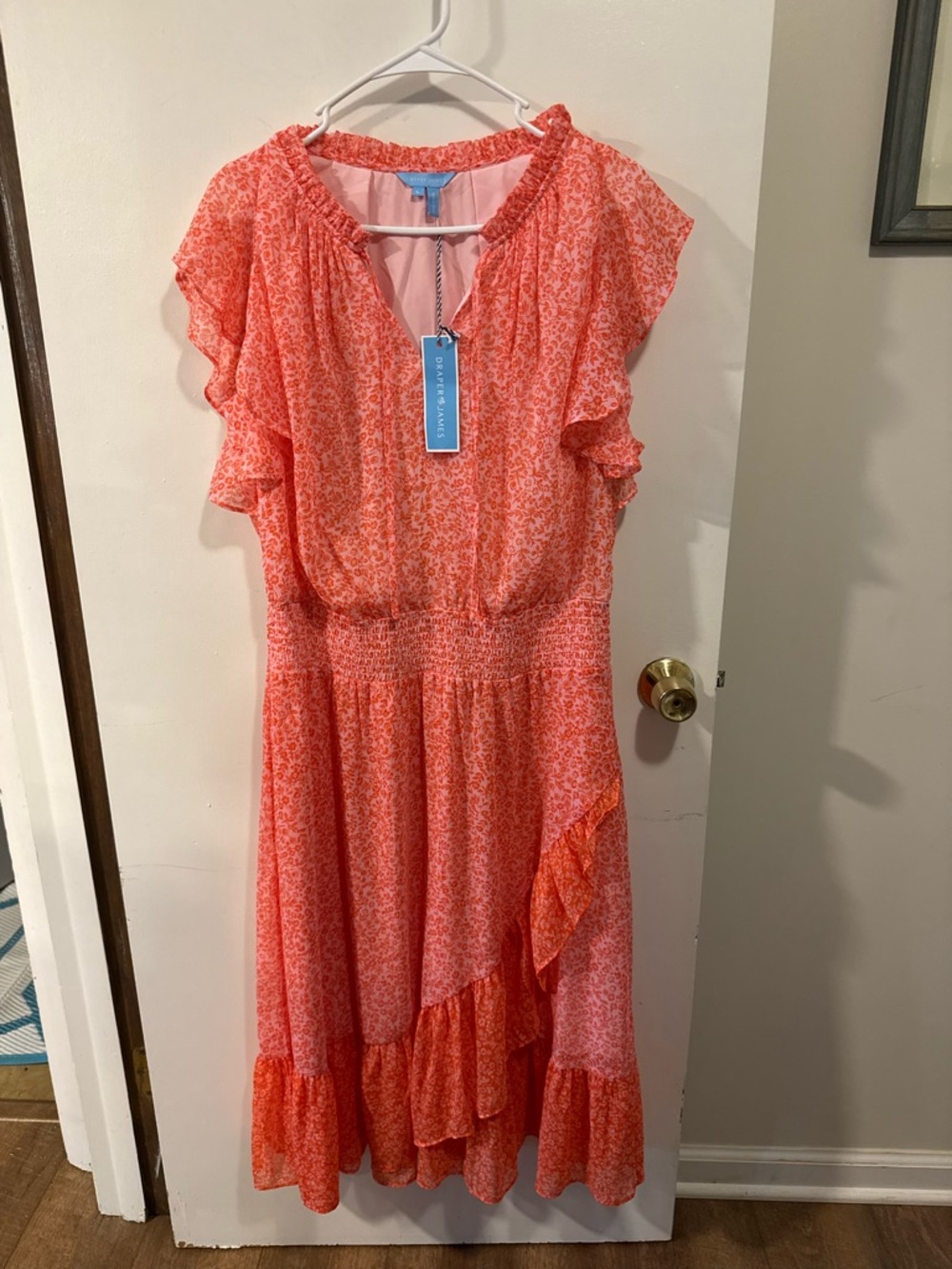 NWT Draper James Tangerine Floral Tenille Dress Size Large